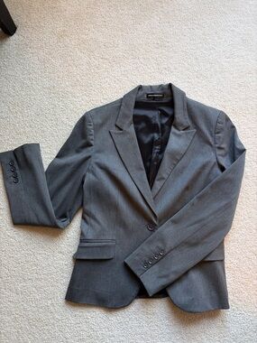 Express Design Studip Women's Gray Blazer - Tailored Single-Button Jacket